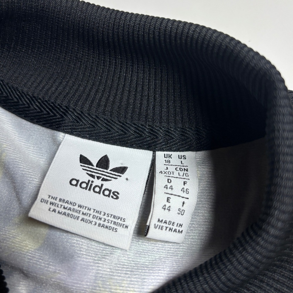 Adidas Originals Track Jacket Floral Black Tulip All over Print Zip Womens Large - Picture 8 of 10